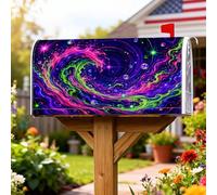 Coperture magnetiche per cassette postali a spirale, cosmiche vibranti stelle e bolle estive viola per decorazioni esterne da cortile 53 x 64 cm