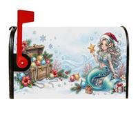 Coperture magnetiche per cassette postali a tema natalizio con sirena | Decorazione per cassetta postale, motivo scrigno del tesoro, decorazione invernale tropicale, espositore magnetico per