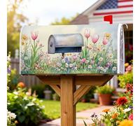 Coperture magnetiche per cassette postali a tulipani, copertura per cassetta delle lettere con fiori di crisantemo naturale primaverile, per esterni, decorazione per porta d'ingresso, 45,7 x 53,7 cm