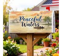 Coperture magnetiche per cassette postali ad acqua, montagne naturali serene e alberi, colore blu, decorazione per esterni, giardino, cortile, 45,7 x 53,3 cm