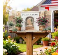 Coperture magnetiche per cassette postali ad arco, per vasi di fiori rustici mediterranei, copertura verde primaverile per cassetta della posta per decorazione da giardino e cortile, 53 x 64 cm