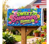 Coperture magnetiche per cassette postali agrumate, conchiglie tropicali estive con stella marina, copertura per cassetta postale blu per decorazioni per casa e giardino, 53 x 64 cm