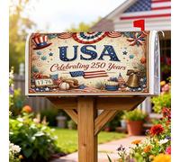 Coperture magnetiche per cassette postali americane, copertura per cassetta postale stagionale rossa con fuochi d'artificio e stelle per il giorno dell'indipendenza, decorazione per casa e giardino