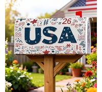 Coperture magnetiche per cassette postali americane, patriottiche moderne stelle strisce rosse Giorno dell'Indipendenza Independence Box Wrap per decorazione porta d'ingresso, 45,7 x 53,7 cm