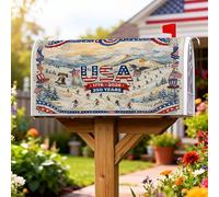 Coperture magnetiche per cassette postali americane, protezione per cassetta postale rossa con montagne delle aquile, per esterni, 53 x 64 cm