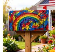 Coperture magnetiche per cassette postali arcobaleno, motivo astratto moderno con schizzi colorati, copertura estiva multicolore per cassetta postale per decorazione da giardino all'aperto, 53 x 64 cm