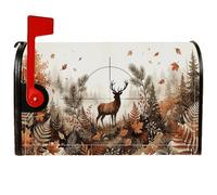 Coperture magnetiche per cassette postali autunnali a tema caccia con cervi | Paesaggio forestale, involucri per cassette postali, motivo mirino, tema fauna selvatica, decorazione rustica per esterni