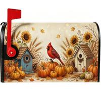 Coperture magnetiche per cassette postali autunnali con motivo di zucche e | Cardinale, involucri per cassette postali, casetta per uccelli, girasole, zucche, raccolto, rustico, casale, stagionale