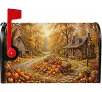 Coperture magnetiche per cassette postali autunnali con scena di fattoria e | Casetta rustica, copertura per cassetta postale, scena del raccolto autunnale, stile rustico, decorazione stagionale per