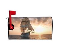Coperture magnetiche per cassette postali bianche con nave a vela al tramonto, dimensioni standard 53,3 x 45,7 cm, copertura per cassetta delle lettere primaverile estate copertura per cassetta
