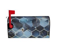 Coperture magnetiche per cassette postali blu con esagoni e diamanti, dimensioni standard 64,8 x 53,3 cm, copertura per cassetta delle lettere primaverile estate copertura per cassetta delle lettere