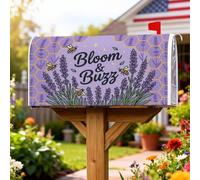 Coperture magnetiche per cassette postali color lavanda, con api botaniche primaverili a nido d'ape, per esterni, decorazione da giardino, cortile, 53 x 64 cm