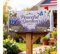 Coperture magnetiche per cassette postali color lavanda, da giardino, rustiche, con farfalla, libellula, primavera, viola, protezione per la posta per decorazioni esterne, 53 x 64 cm