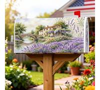 Coperture magnetiche per cassette postali color lavanda, rustiche, con ponte di campagna, estate, viola, protezione per la decorazione del giardino e del cortile, 53 x 64 cm