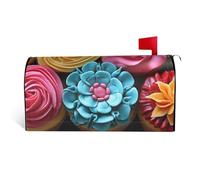 Coperture magnetiche per cassette postali colorate con cupcake arcobaleno e fiori di dimensioni standard, 53,3 x 45,7 cm, decorative impermeabili per cassetta delle lettere personalizzate, per