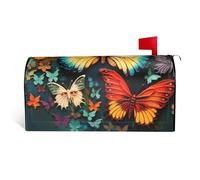 Coperture magnetiche per cassette postali colorate con farfalle ricamate, dimensioni standard, 53,3 x 45,7 cm, coperture decorative per cassetta postale impermeabili, copertura per cassetta postale