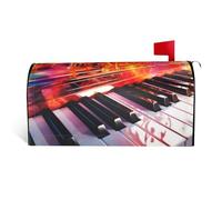 Coperture magnetiche per cassette postali colorate per tastiera di pianoforte, note musicali, dimensioni standard, 53,3 x 45,7 cm, decorative, impermeabili, copertura per cassetta postale