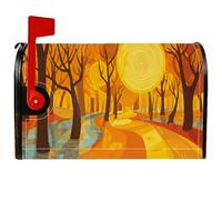 Coperture magnetiche per cassette postali con alberi, autunnale, natura, fiume, sole, autunno, arancione, per decorazioni per casa e giardino, 45,7 x 53,3 cm