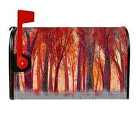 Coperture magnetiche per cassette postali con alberi, autunno natura, foglie autunnali, foresta, autunno, colore rosso, decorazione per giardino esterno, 45,7 x 53,3 cm
