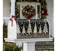 Coperture magnetiche per cassette postali con alberi di Natale, fiocchi di neve e stelle dorate, copertura per cassette postali nere per decorazioni esterne, 45,7 x 53,3 cm