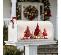 Coperture magnetiche per cassette postali con alberi di Natale, regali rustici festivi neve Natale rosso buste per la decorazione del portico anteriore 45,7 x 53,7 cm