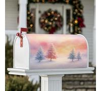 Coperture magnetiche per cassette postali con alberi di pino, copertura per cassetta postale invernale serena neve cielo invernale azzurro per decorazioni esterne da cortile 53 x 64 cm