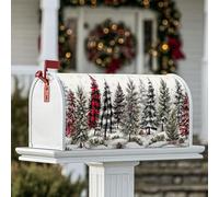 Coperture magnetiche per cassette postali con alberi di pino, copertura per cassetta postale invernale rustica invernale a quadri invernali per esterni decorazione da giardino 45,7 x 53,7 cm