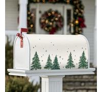 Coperture magnetiche per cassette postali con alberi di pino, decorazioni natalizie rustiche con fiocchi di neve e stelle, colore verde, per decorare la casa e il giardino, 53 x 64 cm