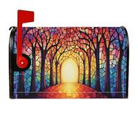 Coperture magnetiche per cassette postali con alberi, fantasiose e contemporanee con luce primaverile, copertura per cassetta della posta arcobaleno, decorazione per esterni, giardino, cortile, 45,7 x