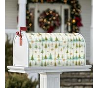 Coperture magnetiche per cassette postali con alberi, fiori rustici invernali, gufi, copertura per cassetta postale stagionale verde invernale per decorazione esterna da cortile, 53 x 64 cm