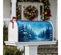 Coperture magnetiche per cassette postali con alberi innevati, montagne natalizie invernali, fiocchi di neve, copertura per cassetta postale stagionale per esterni, giardino, cortile, decorazione 45,7