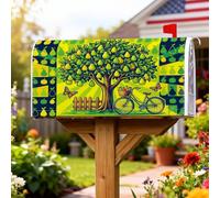 Coperture magnetiche per cassette postali con albero, motivo pere estive per bicicletta, colore verde, protezione per la decorazione del portico anteriore, 45,7 x 53,7 cm