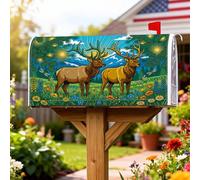 Coperture magnetiche per cassette postali con alci, copertura per cassetta postale con montagne rustiche con sole estate verde per decorazione da cortile 45,7 x 53,7 cm