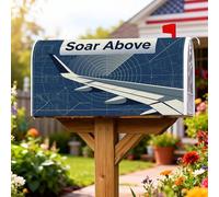 Coperture magnetiche per cassette postali con ali di aeroplano, linee tecniche aeronautiche, cerchi concentrici, nessuna copertura per cassetta della posta blu navy, decorazione per cortile, 45,7 x