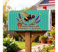 Coperture magnetiche per cassette postali con ape, copertura per cassetta della posta con motivo natura lavanda a nido d'ape, per giardino, patio, decorazione, 53 x 64 cm