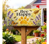 Coperture magnetiche per cassette postali con api, copertura decorativa per cassetta delle lettere con lavanda e farfalla, colore giallo, decorazione per la casa e il giardino, 53 x 64 cm
