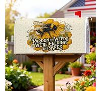 Coperture magnetiche per cassette postali con api, fiori a nido d'ape primaverili gialli per le vacanze, per decorazione del prato, 53 x 64 cm