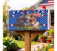 Coperture magnetiche per cassette postali con asino, motivo patriottico con galline e stelle per il giorno dell'indipendenza blu per le festività per la decorazione della porta d'ingresso, 53 x 64 cm