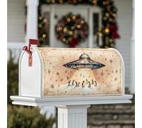 Coperture magnetiche per cassette postali con astronave, pinguini invernali fantasiosi e stelle, coperture per cassette postali per esterni, decorazione da giardino, cortile, 45 x 53 cm
