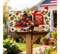 Coperture magnetiche per cassette postali con bacche, rustiche vintage a nido d'ape, copertura per cassetta postale estiva rossa, decorazione per giardino, cortile, 45,7 x 53,3 cm