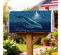 Coperture magnetiche per cassette postali con balena, onde nautiche oceaniche, luna, estate, blu, decorazioni per esterni e cortile, 53 x 64 cm