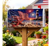 Coperture magnetiche per cassette postali con bandiera americana, copertura per cassetta postale rossa patriottica nautica faro stella marina giorno dell'indipendenza copertura per la decorazione del
