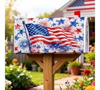 Coperture magnetiche per cassette postali con bandiera, copertura per cassetta postale stagionale rossa con fuochi d'artificio festivi patriottici, stelle del giorno dell'indipendenza, decorazione per