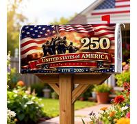 Coperture magnetiche per cassette postali con bandiera, striscione patriottico storico soldati per il giorno dell'indipendenza rosso involucri per cassetta postale per giardino patio decorazione 45,7