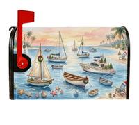 Coperture magnetiche per cassette postali con barca a vela di Natale | Copertura per cassetta postale, decorazione nautica, scena tropicale sul mare, accessorio per cassetta postale festiva
