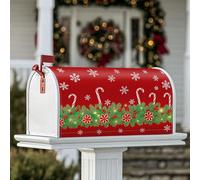 Coperture magnetiche per cassette postali con bastoncini di zucchero, decorazione natalizia per cassetta postale con fiocchi di neve, agrifoglio rosso, per decorazione del prato, 45,7 x 53,7 cm