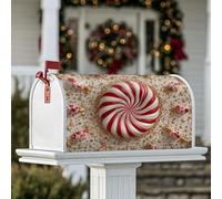 Coperture magnetiche per cassette postali con bastoncini di zucchero, decorazioni natalizie per le festività natalizie, foglie dorate, bacche rosse, Natale, decorazioni per casa, giardino, 45,7 x 53,3