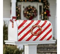 Coperture magnetiche per cassette postali con bastoncini di zucchero, ghirlande natalizie a strisce rosse, per esterni, decorazioni per casa e giardino, 45 x 53 cm
