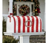 Coperture magnetiche per cassette postali con bastoncini di zucchero, motivo natalizio con strisce rosse e puntini dorati, copertura per cassetta postale natalizia per giardino, patio, decorazione