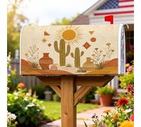 Coperture magnetiche per cassette postali con cactus, copertura decorativa per cassetta postale in ceramica con sole bohémien deserto bohémien, tonalità della terra, copertura decorativa per cassetta